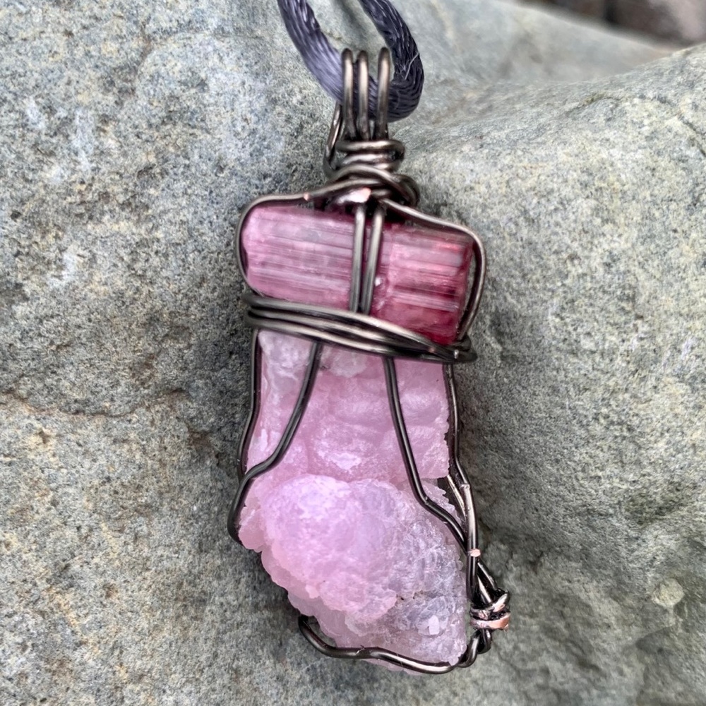 Pink Tourmaline & Smithsonite Pendant